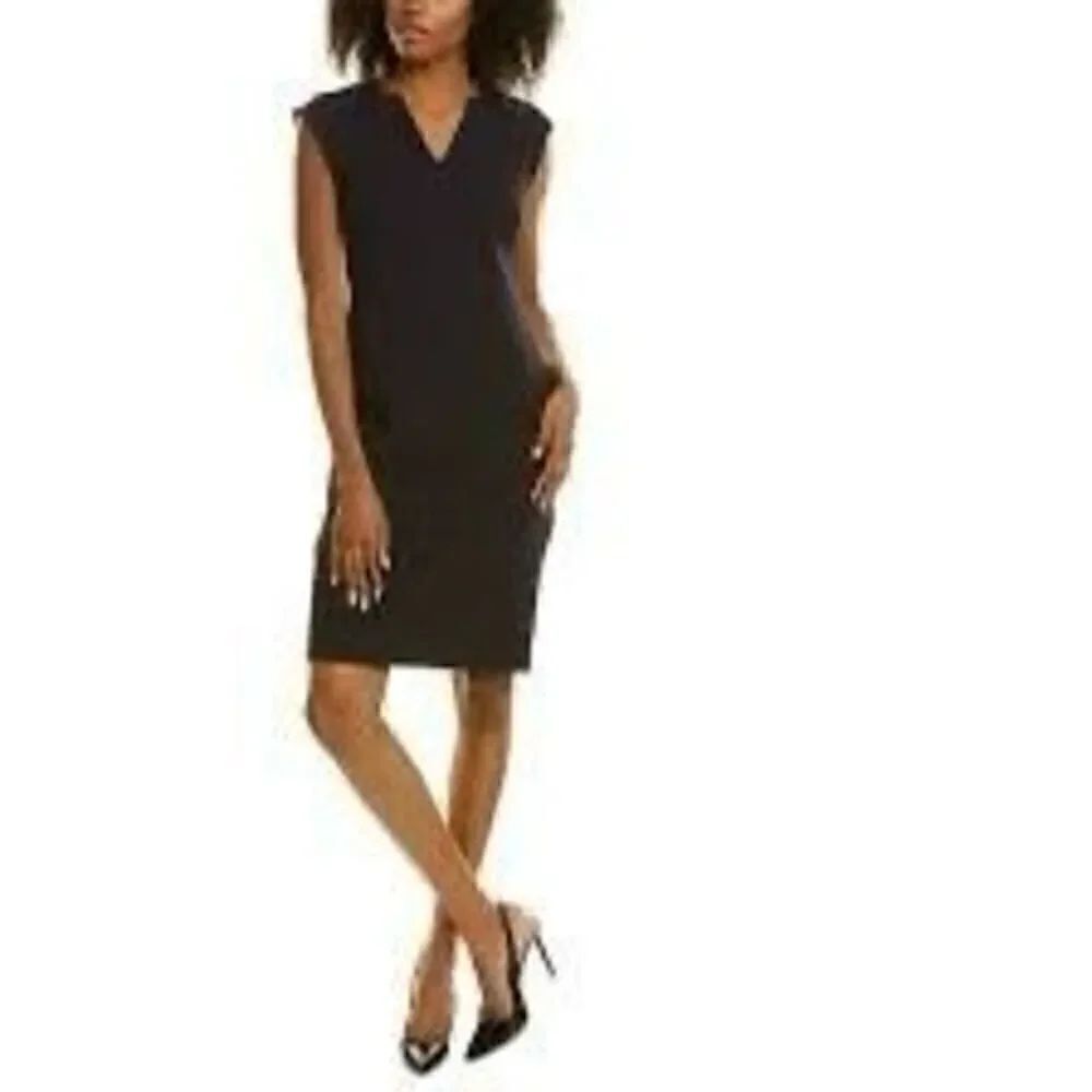 Brooks Brothers Women’s Size 8 Waffle Print V Neck Sheath Dress Navy Blue